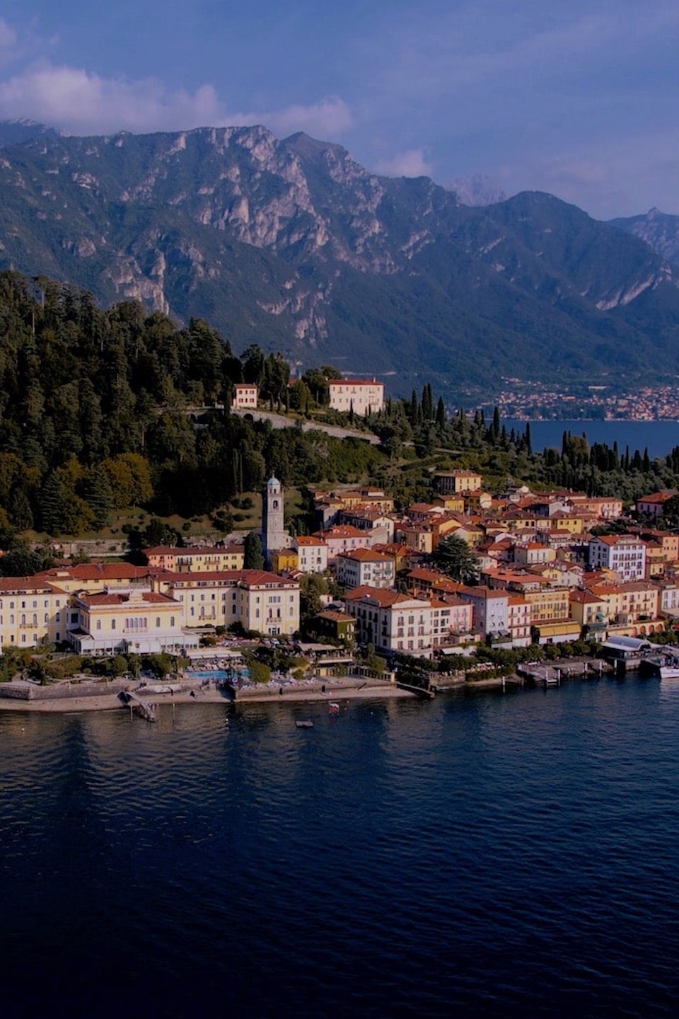 View of Bellagio Lake Como from helicopter